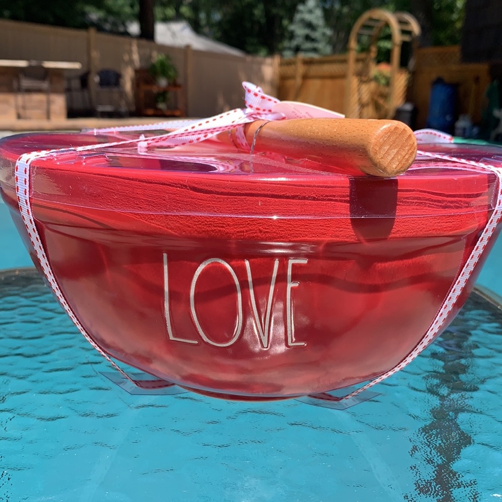 New Rae Dunn Red LOVE Mixing Bowl & Spatula